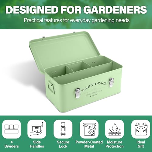 Seed Storage Box Organiser - Seed Tin with 4 Handy Compartments - Image 5