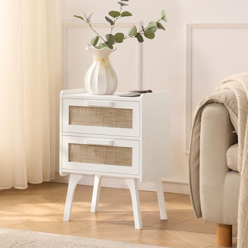 Lerliuo Rattan Night Stand for Bedroom, 2 Drawers - Image 8