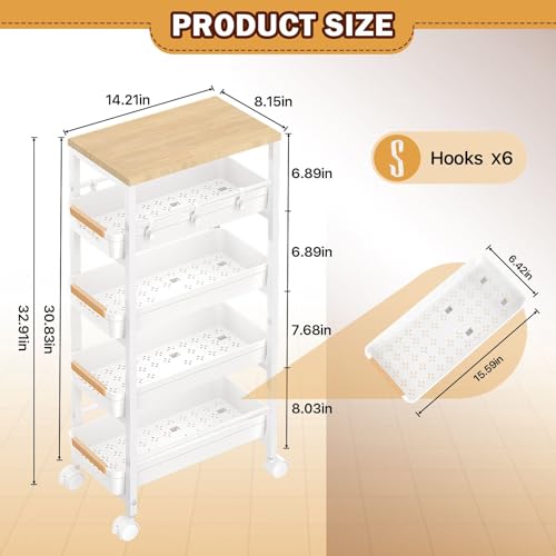 Slim Rolling Storage Cart for Narrow Spaces, White - Image 4
