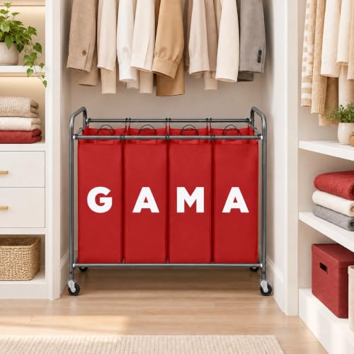 4 Section Laundry Hamper with Wheels, Rolling Laundry Sorter - Image 4