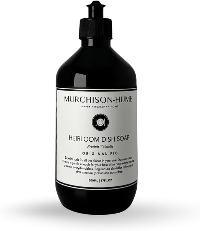 Murchison-Hume Dishwashing Soap, 16 fl oz - Original Fig Mild Dish Soap, Non-Toxic, Cuts Grease, Gentle on Hands, Biodegradable, Sulfate-Free, Sustainable, Counter Worthy Design
