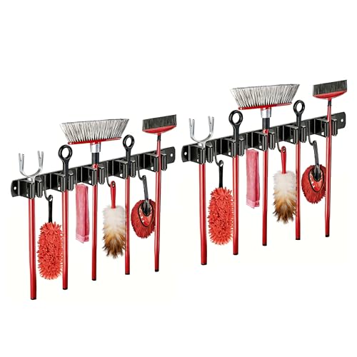 2 Packs SUS304 Heavy Duty Mop and Broom Holder Wall Mount - Image 2