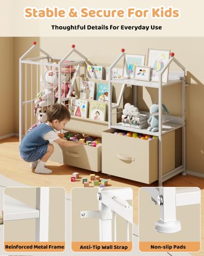 Toy Storage Organizer with Bookshelf and Stuffed Animal Storage - Image 6
