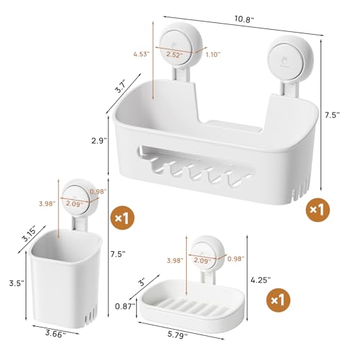 LEVERLOC Shower Caddy Suction Cup Set Shower Organizer & Soap - Image 7