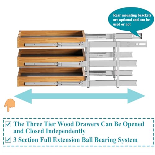 OCG Pull Out Drawer 14" W x 21" D, 3 Tier Pull Out Cabinet - Image 7