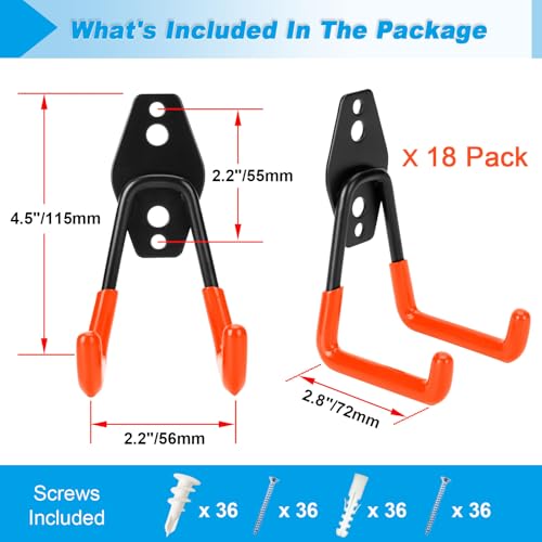 18 Pack Garage Hooks Heavy Duty - Supports 100 lbs(Orange) - Image 4