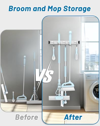 Mop and Broom Holder Wall Mount Garden Tool Rack Organizer - Image 6