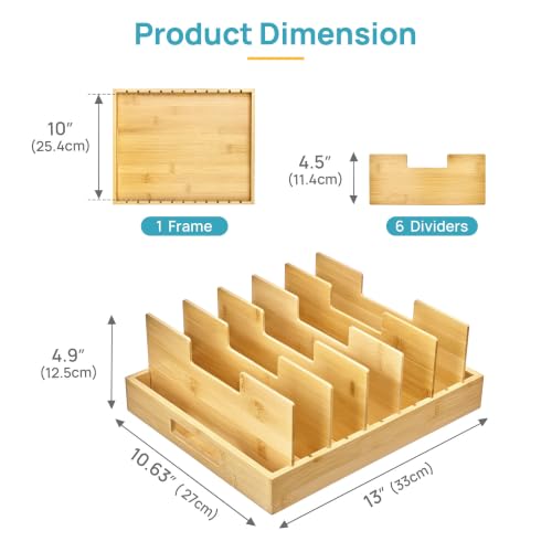 Vtopmart Large Bamboo Lid Organizers with 7 Extra Tall Dividers - Image 3