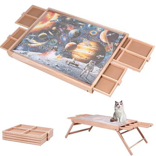 29.92"x22.04"Wooden Puzzle Table with Drawers Cover - Image 2