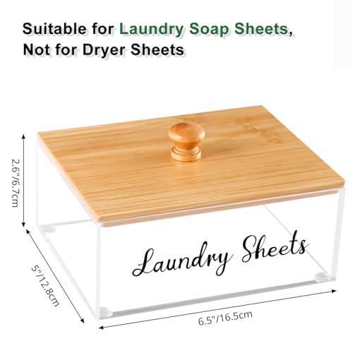 Acrylic Laundry Sheet Holder with Bamboo Lid, Laundry - Image 4