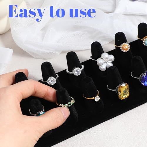 3 Pack Black Velvet Ring Display Stand, Double Row Jewelry Ring - Image 7