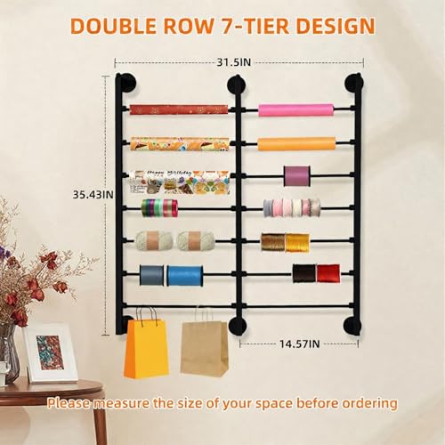 7-Tier Double Row Ribbon Storage Organizer, Wall Mounted - Image 3