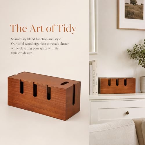 Wood Cable Management Box, Power Strip Cord Organizer Box - Image 5