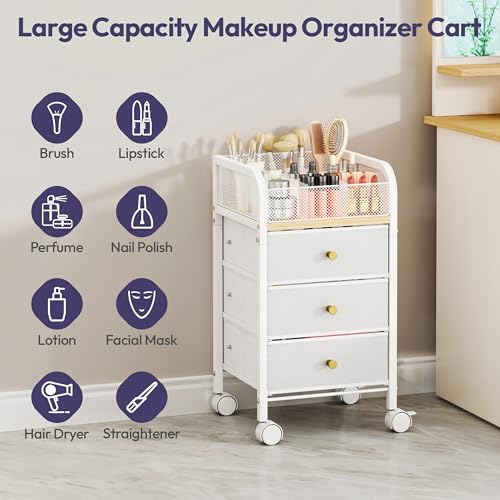 Rolling Makeup Organizer Cart - Under Desk Vanity Makeup - Image 7