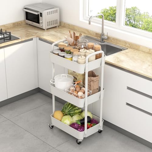 Sywhitta 3-Tier Plastic Rolling Utility Cart with Wheels - Image 5