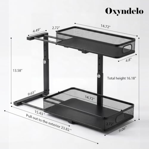 2-Tier Under Sink Organizer, Metal Pull-Out, Black, 2 Pack - Image 7