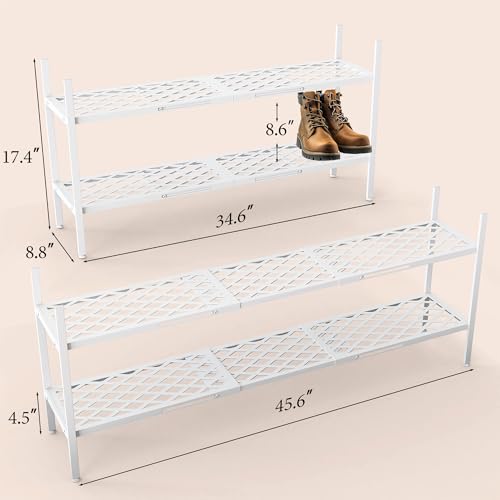 Long Expandable Metal Shoe Rack for Closet, Entryway - Image 4
