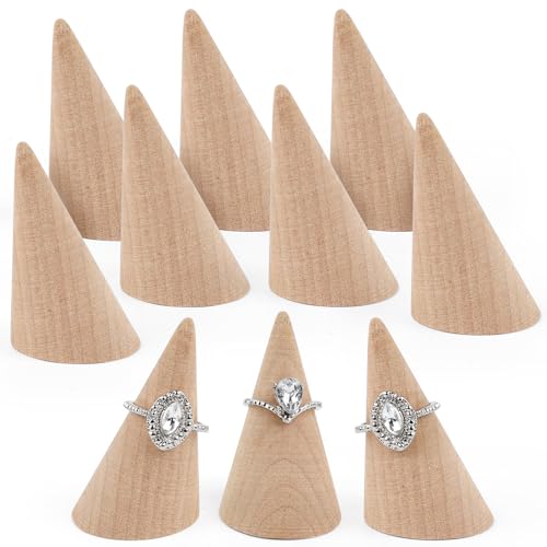 AUEAR, 10 Pack Wood Cone Ring Display Stand - Image 2
