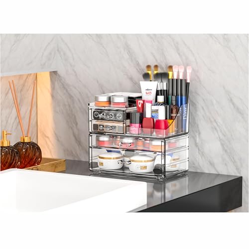 Small Make up Organizers and Storage with 4 Drawers,Clear - Image 6