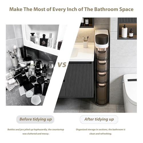 BGYMF 3-Tier Narrow Slim Bathroom Storage Cabinet,Movable,White - Image 5
