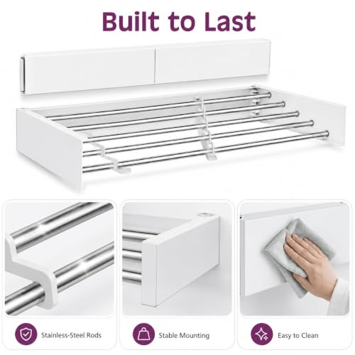 Wall Mounted Clothes Drying Rack, Foldable Retractable - Image 5