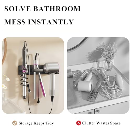 Hair Dryer Holder-3 in 1 Blow Dryer Holder-Metal Bathroom - Image 6