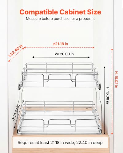 VEVOR 2 Tier Pull Out Cabinet Organizer 20" W x 21.22" D - Image 4