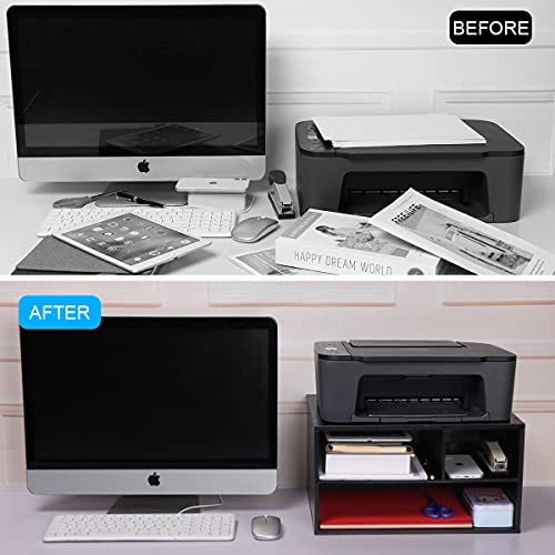 Printer Stand Shelf with Storage Wood Desk Paper Organzier - Image 3