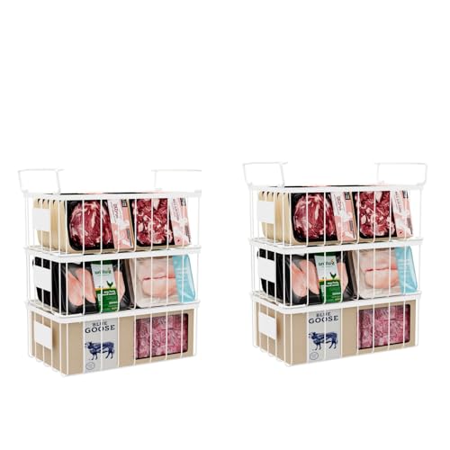Freezer Organizer Bins With Tag, Stackable Freezer Baskets - Image 2