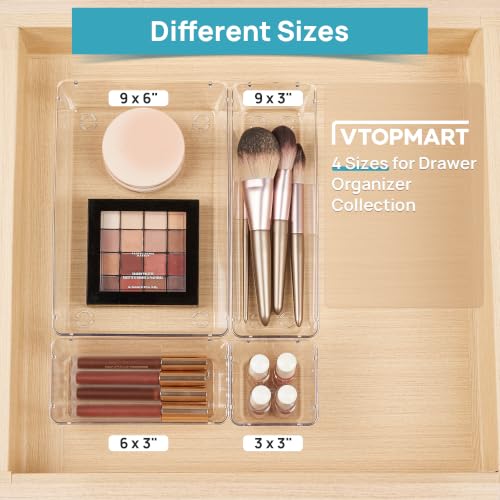 Vtopmart 10 Pack Clear Drawer Organizer Bins, 4 Sizes Makeup - Image 5