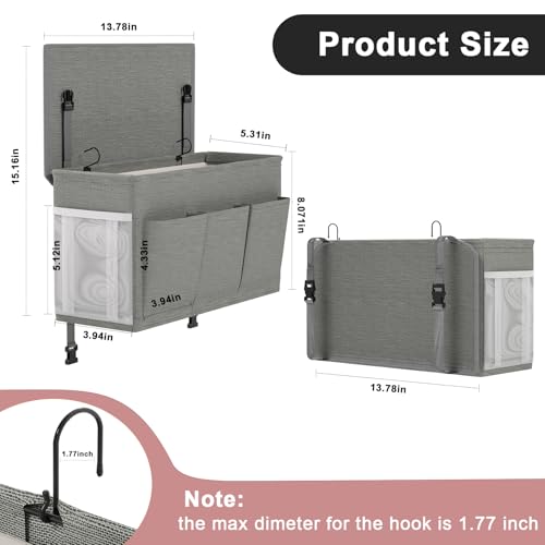 Bedside Caddy Storage Organizer for Bed Rails, Bed Caddy with 6 - Image 3