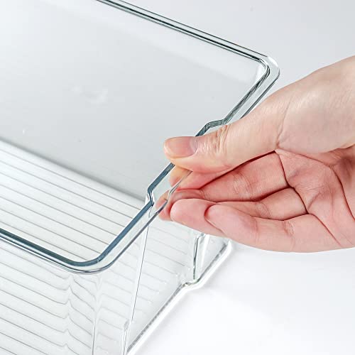 Hudgan 4 Pack Clear Plastic Storage Bins with Bamboo Lids - Image 3