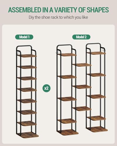 Hzuaneri 8 Tiers Vertical Shoe Rack, Tall Shoe Shelf with 2 Hooks - Image 6