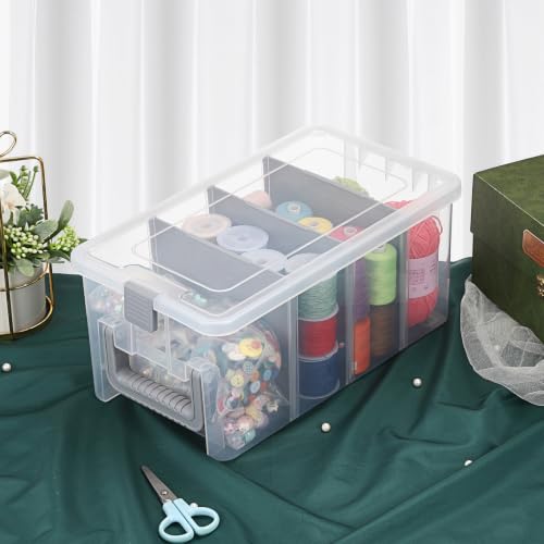 BTSKY Clear Plastic Dividing Storage Box with 4 Deep Compartment - Image 7