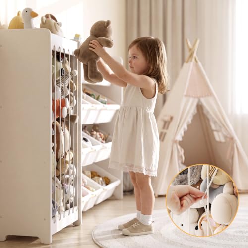 White Stuffed Animal Storage and Toy Organizer with 12 - Image 8