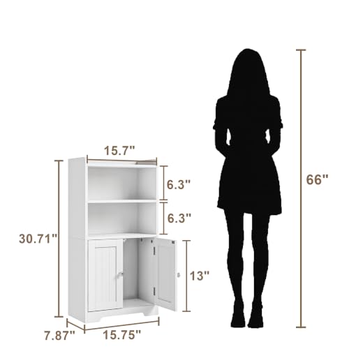 ChooChoo Small Bathroom Storage Cabinet with 2 Door and Shelves - Image 3