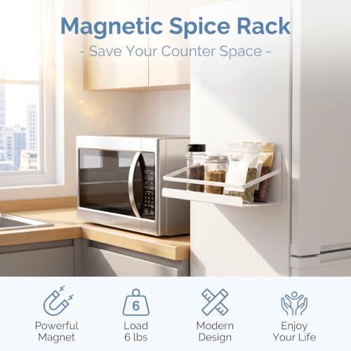 3 Pack Magnetic Spice Rack for Refrigerator, White Fridge - Image 7