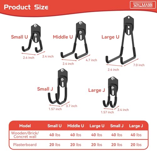 WALMANN Garage Storage Hooks, Wall Mount Utility Hooks for Tools - Image 4