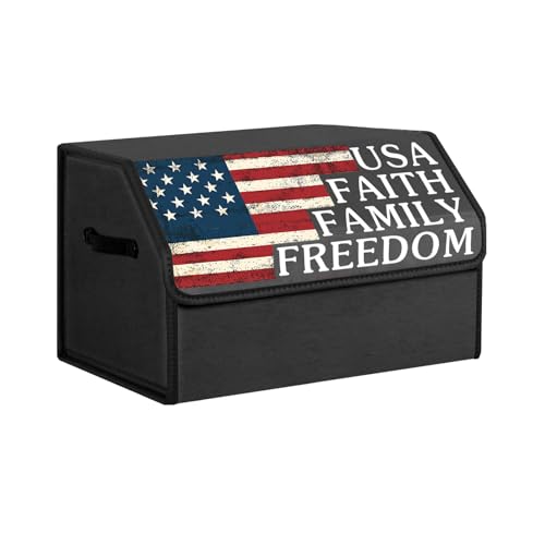 Car Trunk Organizer with Lid, Vintage American Flag USA - Image 5