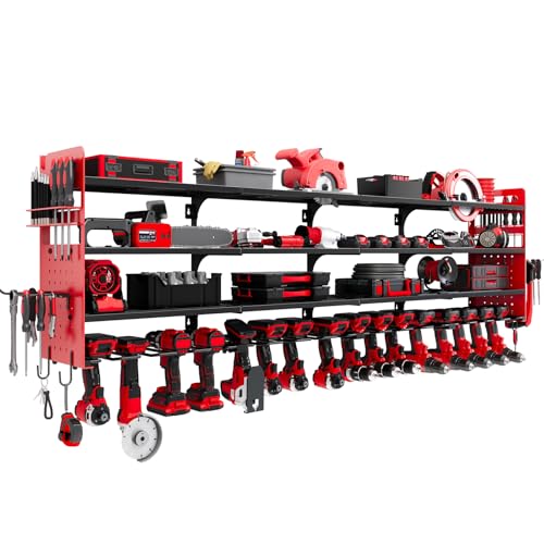 Large 65'' Wide Power Tool Organizer Wall Mount, 4-Tier 16-Drill - Image 2