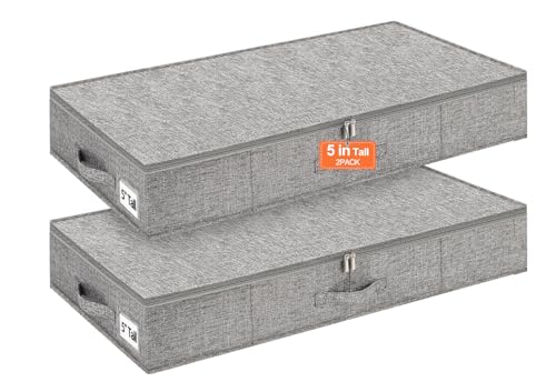 punemi 5 inch High Sturdy Low Profile Under Bed Storage, 2 Pack - Image 2