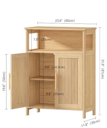 Keehusux Fluted Bathroom Storage Cabinet with 2 Doors & Shelf - Image 4