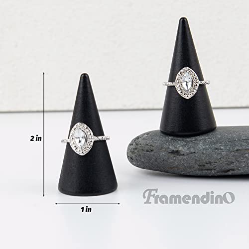 Framendino, 30 Pack Black Wood Cone Ring Holder Single Jewelry - Image 3