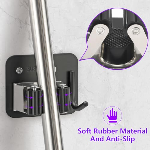 Broom Holder Wall Mount Rack, 304 Stainless Steel Mop - Image 4