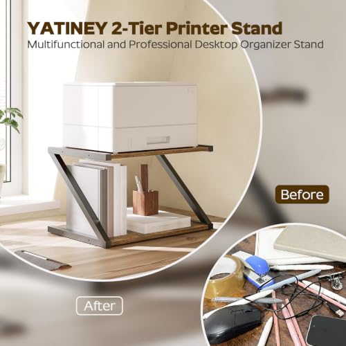 Desktop Printer Stand, 2-Tier Printer Table with Storage Shelf - Image 7