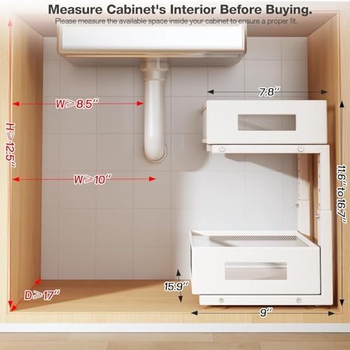 Under Sink Organizer, 2-Tier Dual Pull Out Cabinet Organizer - Image 3