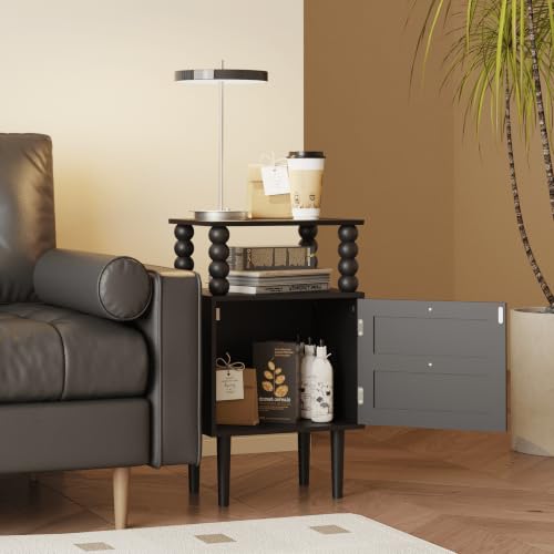 Nightstand with Storage Drawer and Open Wood Shelf,Solid Wood - Image 7
