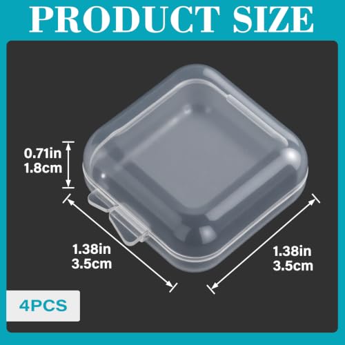 SmallCat 4Pcs Clear Plastic Box, Mini Square Storage Box with Lid - Image 3