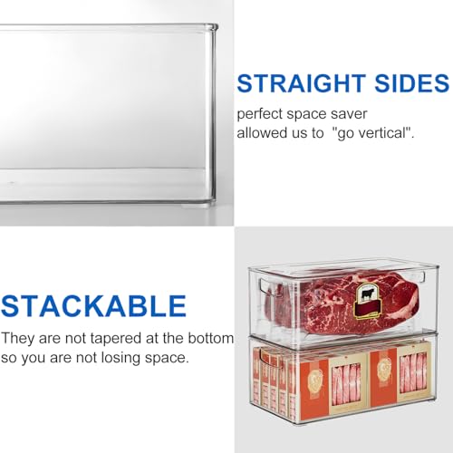 Hudgan 2 Pack Deep Freezer Organizer Bins, Straight Side - Image 3