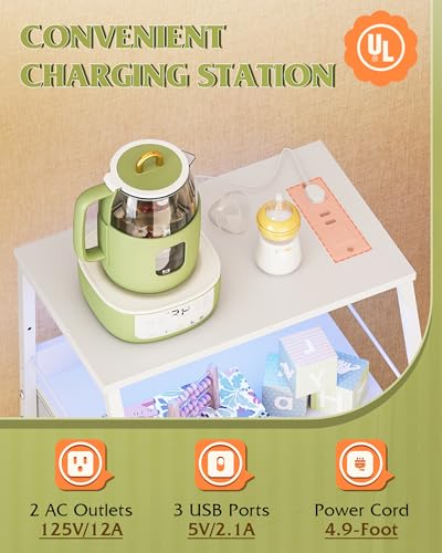 WLIVE Night Stand with Charging Station, White LED 5 | All Products - Image 6
